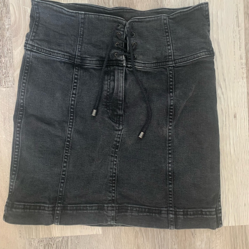 Free People Lace Up Black Skirt Size 4